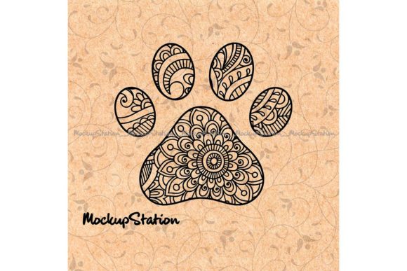 Dog Paw Floral Mandala SVG, Cat Paw