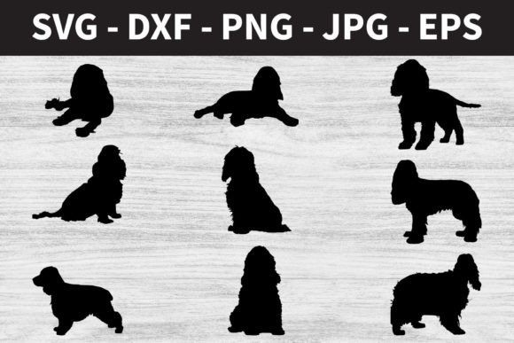 English Cocker Spaniel Dog Silhouettes