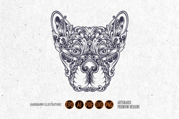 Monochrome Dog Head Vintage Ornament Svg Review